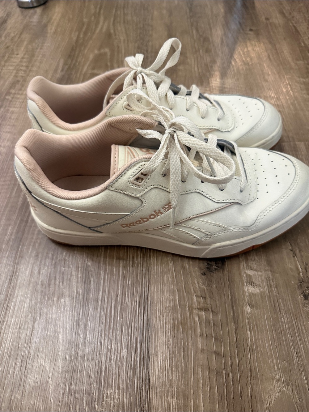 Reebok Women's Off-White & Blush Leather Sneakers